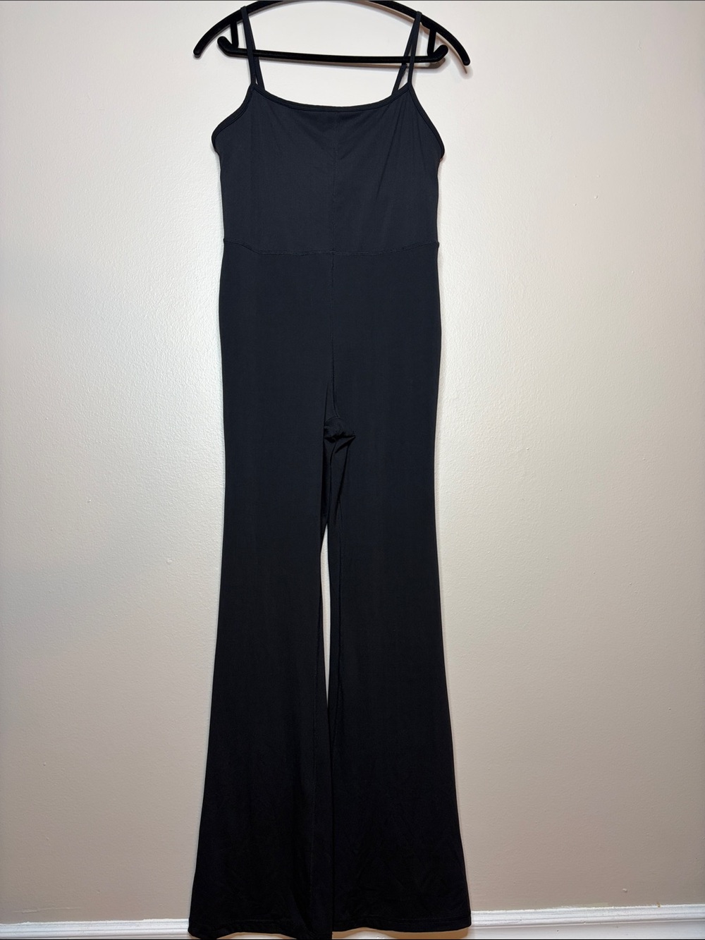 Quince Ultra-Form Kick Flare Jumpsuit Black Large